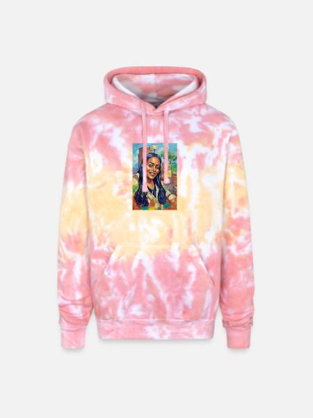 Bluehair City Portrait - Adult Tie Dye Hoodie - funnel cake