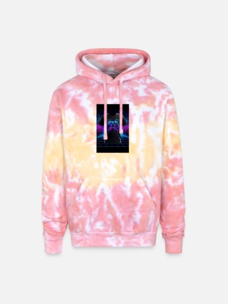 Neon Circuit Controller - Adult Tie Dye Hoodie - funnel cake