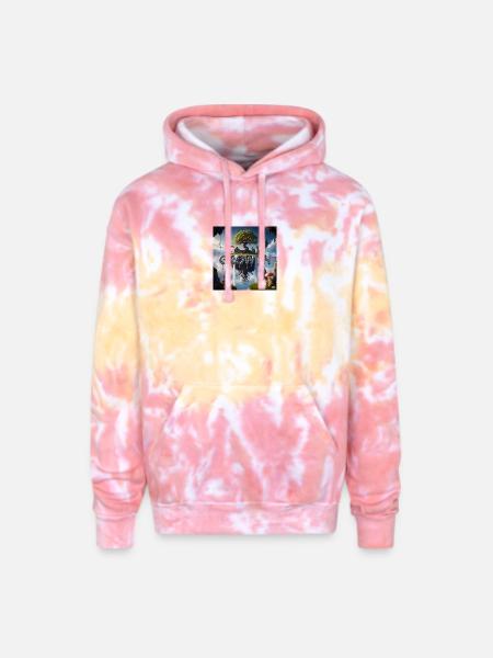 Floating Island Growth Illustration - Adult Tie Dye Hoodie - funnel cake