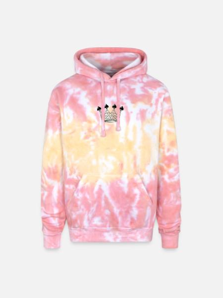 Queen of Spades Crown Emblem - Adult Tie Dye Hoodie - funnel cake