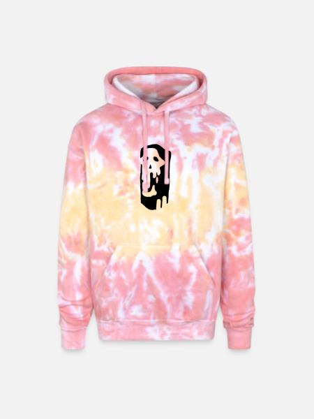 Melting Skull Glyph - Adult Tie Dye Hoodie - funnel cake