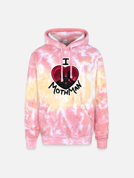 I <3 MothMan - Adult Tie Dye Hoodie - funnel cake