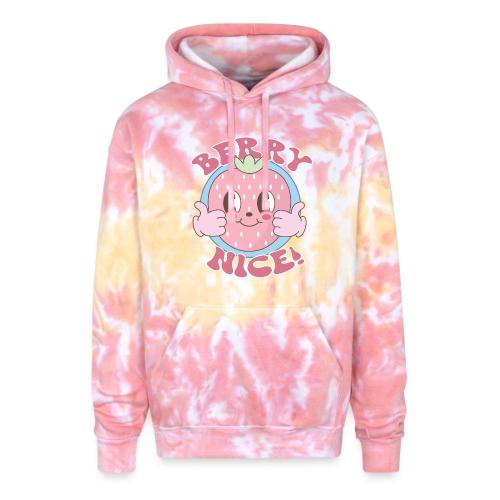 Berry Nice! Cute Strawberry Thumbs Up - Adult Tie Dye Hoodie