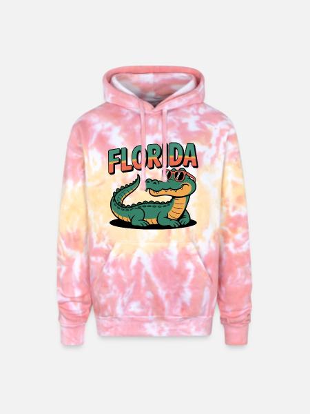 Florida Alligator - Adult Tie Dye Hoodie - funnel cake