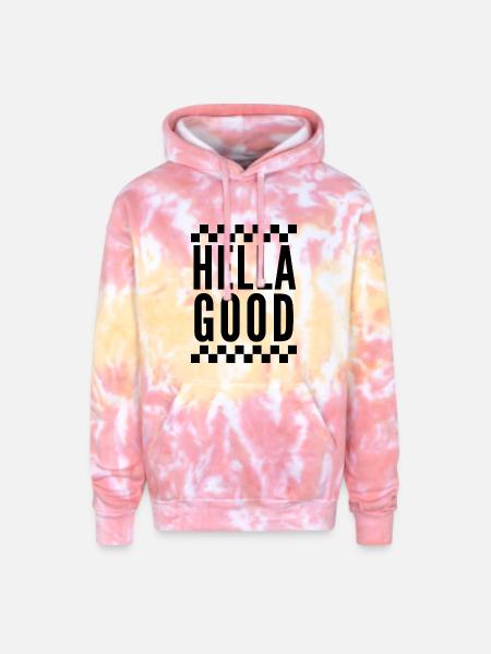 Hella Good Ska Checkerboard - Adult Tie Dye Hoodie - funnel cake