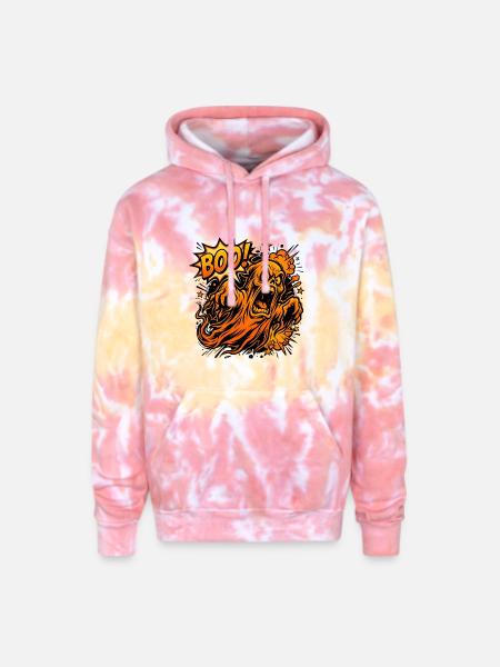 Scary Screaming Ghost Boo Halloween - Adult Tie Dye Hoodie - funnel cake