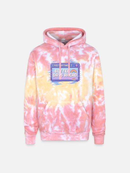 Better Days Ahead Pixel Retro - Adult Tie Dye Hoodie - funnel cake