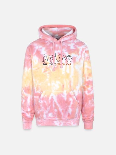 Un Deux Trois Cat - Adult Tie Dye Hoodie - funnel cake
