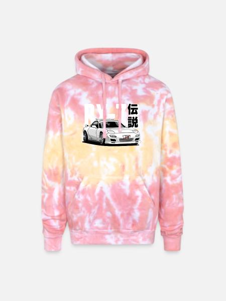 JDM Galaxy RX-7 Legend - Adult Tie Dye Hoodie - funnel cake