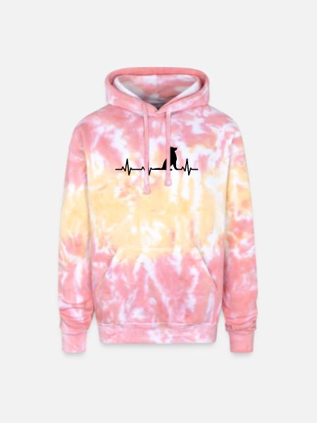 Dog ECG Heartline - Adult Tie Dye Hoodie - funnel cake