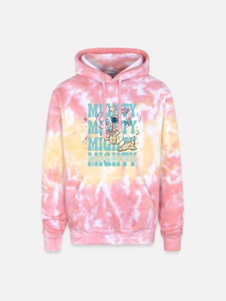 Moonlit Explorer Astronaut - Adult Tie Dye Hoodie - funnel cake