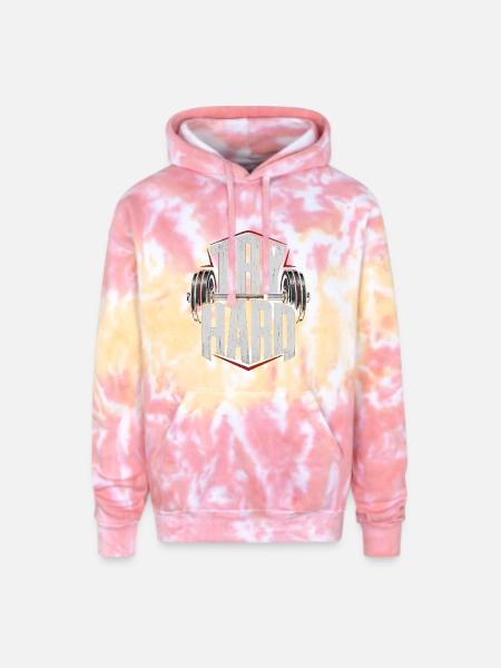 Try Hard Gym Anthem - Adult Tie Dye Hoodie - funnel cake