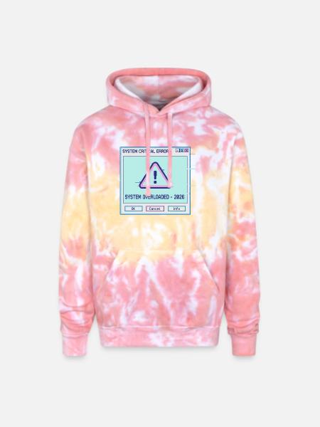 Glitchy System Overload 2026 - Adult Tie Dye Hoodie - funnel cake