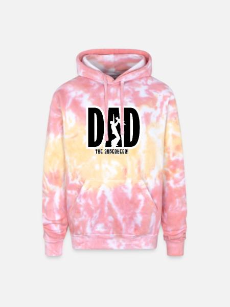 Dad Superhero Silhouette - Adult Tie Dye Hoodie - funnel cake