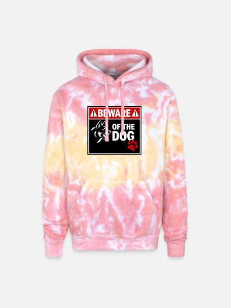 BEWARE OF THE DOG - Adult Tie Dye Hoodie - funnel cake