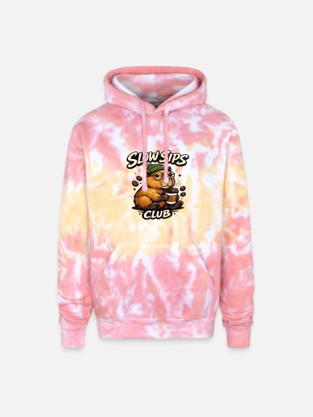 Slow Sips Club - Adult Tie Dye Hoodie - funnel cake