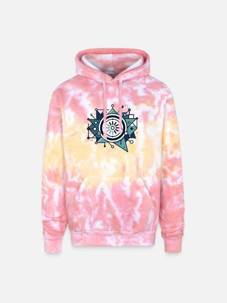 Circuit Starburst Emblem - Adult Tie Dye Hoodie - funnel cake