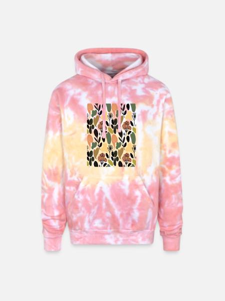 Rustic Botanical Floral Pattern - Adult Tie Dye Hoodie - funnel cake