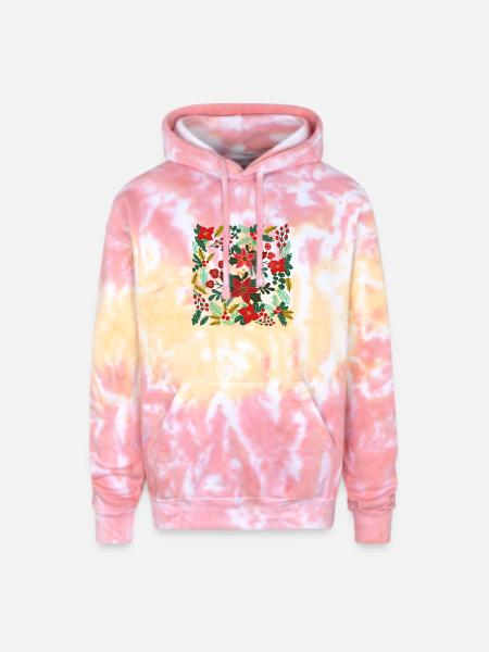 Boho Floral Christmas - Adult Tie Dye Hoodie - funnel cake