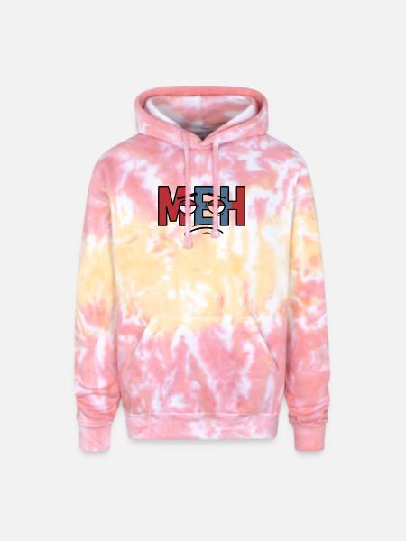 Meh Expression Bold Typography - Adult Tie Dye Hoodie - funnel cake