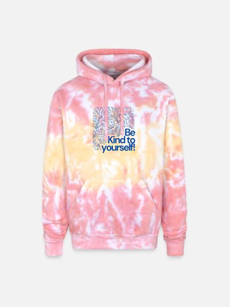 Be Kind to Yourself Floral - Adult Tie Dye Hoodie - funnel cake