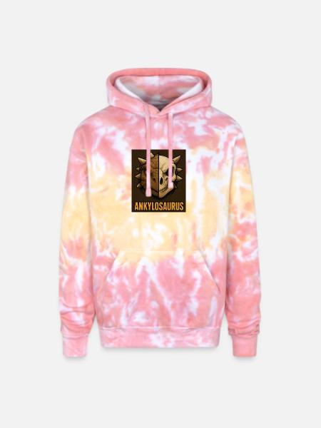 Ankylosaurus Skull - Adult Tie Dye Hoodie - funnel cake