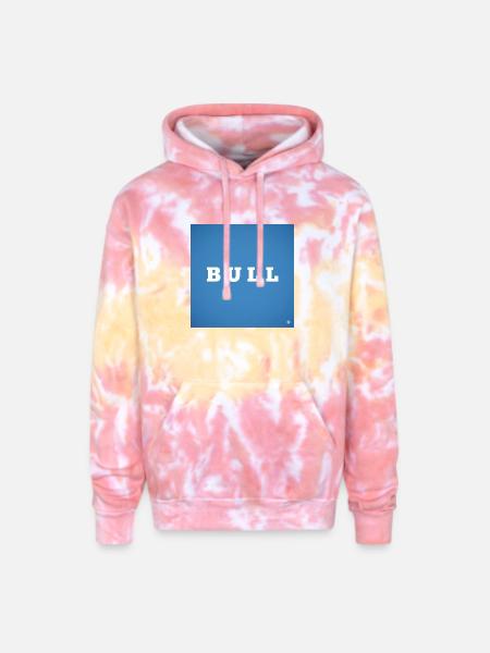 Bull Bold on Blue - Adult Tie Dye Hoodie - funnel cake