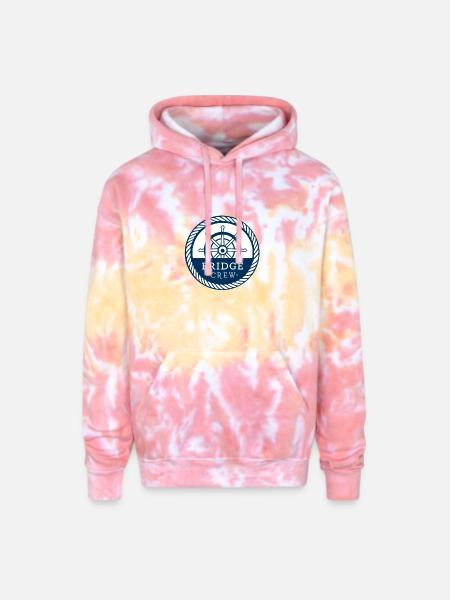Bridge Crew Nautical Command Badge - Adult Tie Dye Hoodie - funnel cake