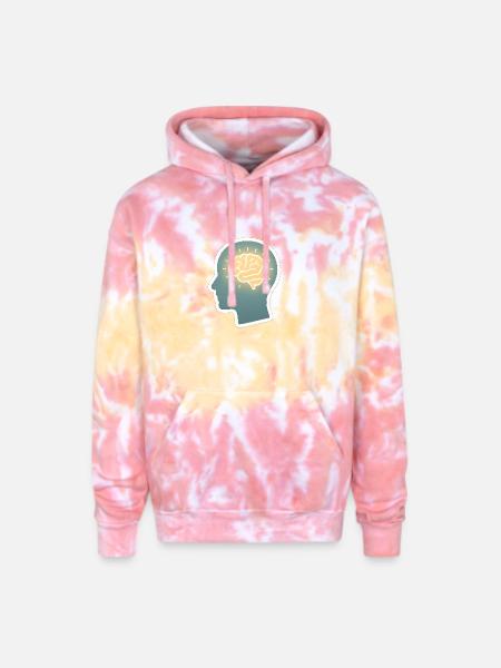 Neon Brain Glow Silhouette - Adult Tie Dye Hoodie - funnel cake