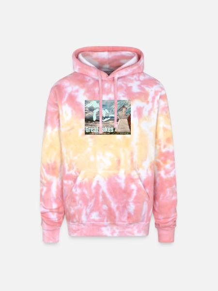 Great Lakes Lighthouse Poster - Adult Tie Dye Hoodie - funnel cake