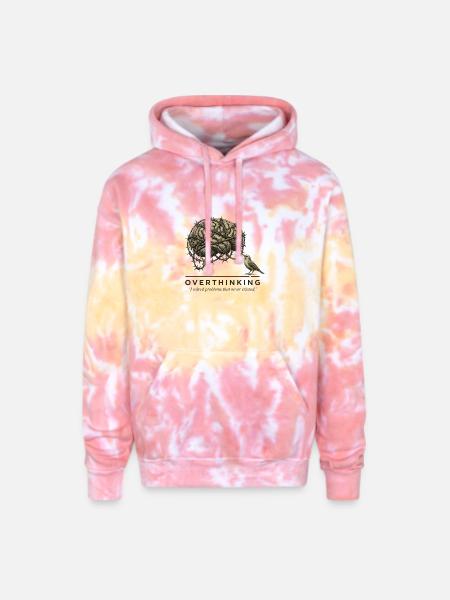 OverthinkinG Brain Barbed Wire - Adult Tie Dye Hoodie - funnel cake