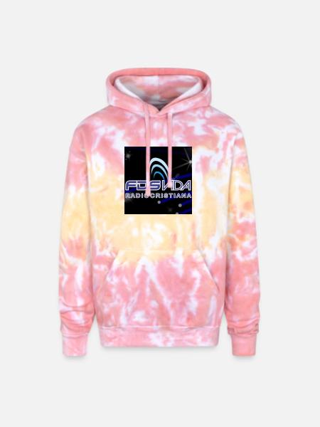 Vida Radio Cristiana Neon Logo - Adult Tie Dye Hoodie - funnel cake