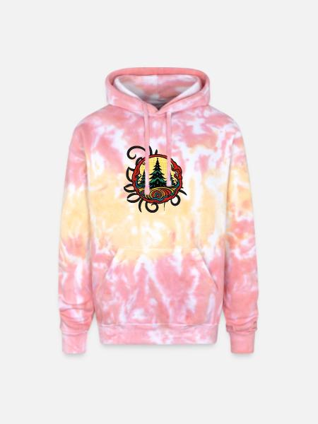 Forest Summit Badge Sunset - Adult Tie Dye Hoodie - funnel cake
