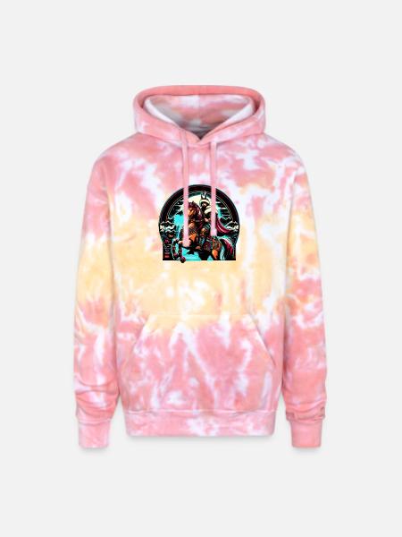 Warrior Horseman Art - Adult Tie Dye Hoodie - funnel cake