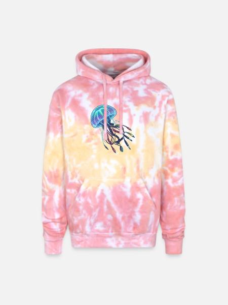 Neon Brainwire Circuit - Adult Tie Dye Hoodie - funnel cake