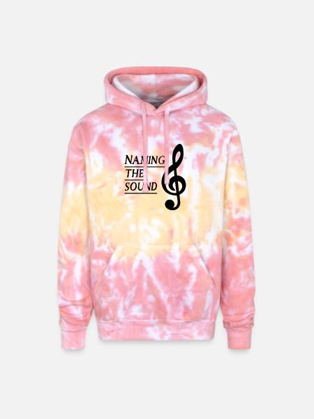 Bold Treble Clef Line Art - Adult Tie Dye Hoodie - funnel cake