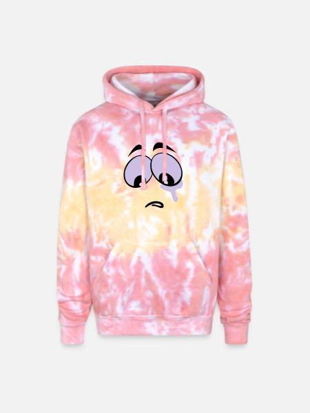 Sad Face - Adult Tie Dye Hoodie - funnel cake
