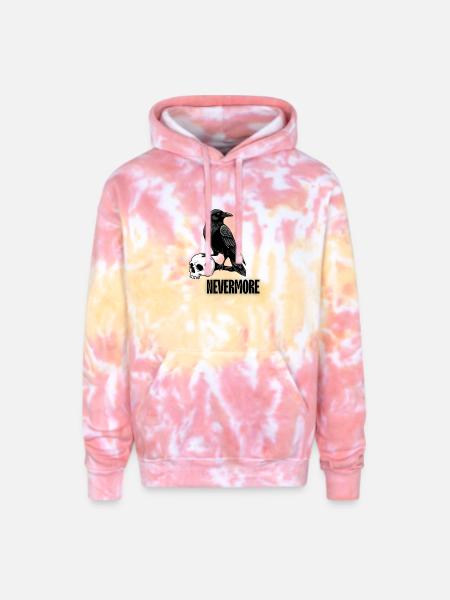 Raven and Skull Monochrome Gothic - Adult Tie Dye Hoodie - funnel cake