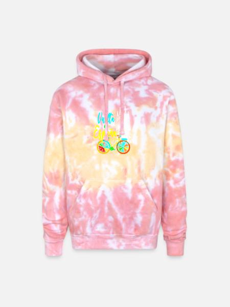 Vuelta Espana Neon Bicycle - Adult Tie Dye Hoodie - funnel cake