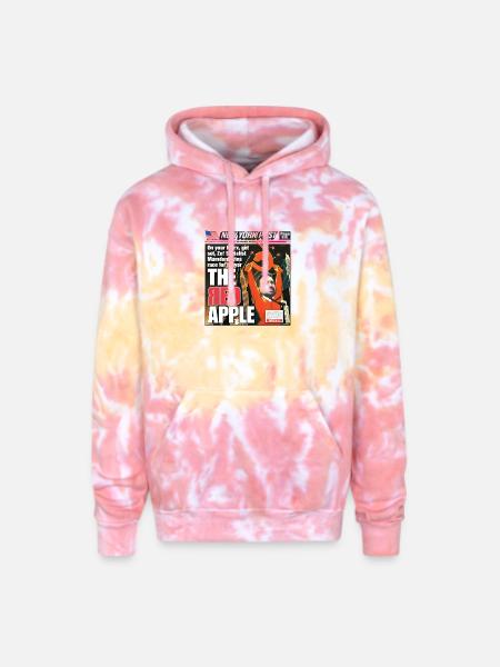 The Red Apple New York Post Zohran Mamdani  - Adult Tie Dye Hoodie - funnel cake