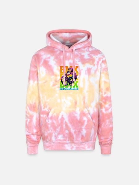 Neon BMX Rider Splash - Adult Tie Dye Hoodie - funnel cake