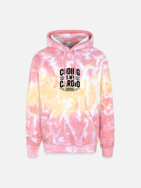 Coding Is My Cardio - Adult Tie Dye Hoodie - funnel cake