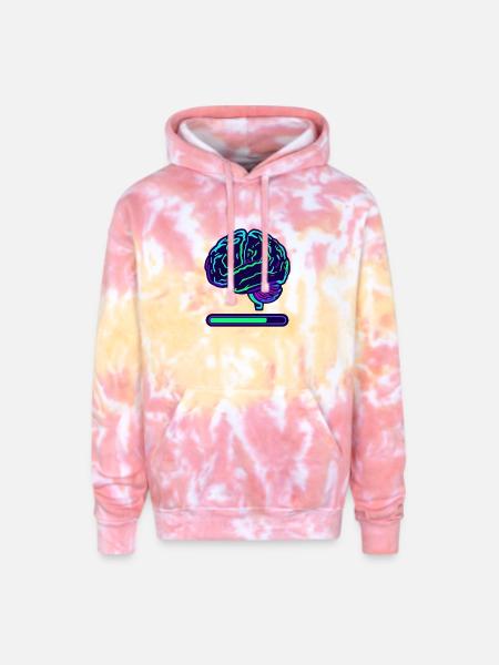 Neon Brain Progress Bar - Adult Tie Dye Hoodie - funnel cake