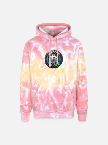 Bitcoin Price Circuit Emblem - Adult Tie Dye Hoodie - funnel cake