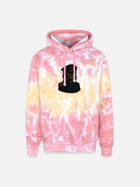 Admiral Whiskers: The Feline Commander - Adult Tie Dye Hoodie - funnel cake
