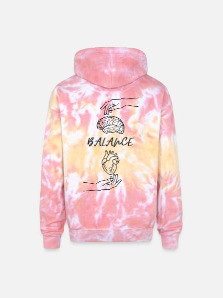 The Balance = Brain & Heart - Adult Tie Dye Hoodie - funnel cake
