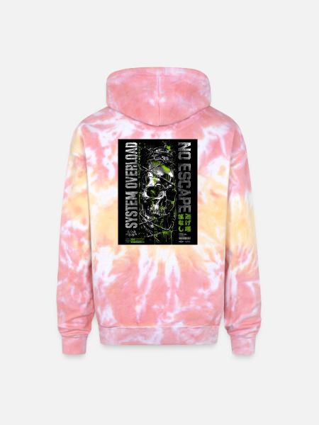 No Escape Skull Neon Trail - Adult Tie Dye Hoodie - funnel cake