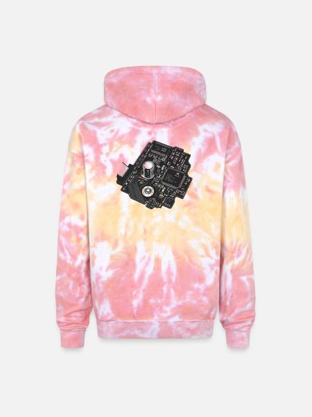 Circuitboard Noir - Adult Tie Dye Hoodie - funnel cake