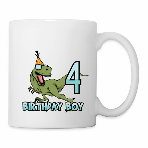 Happy Birthday Boy Dino Dinosaur 4 Gift Idea - Coffee/Tea Mug