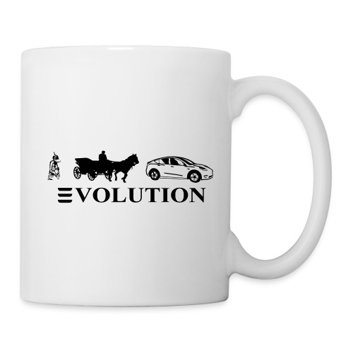 Model Y evolution caveman, horse cap, Tesla Y - Coffee/Tea Mug